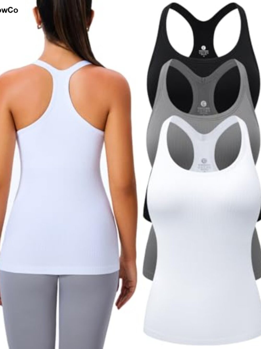Seamless Racerback Tank Top with Built in Bra